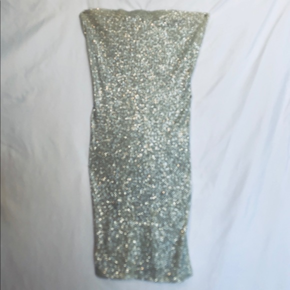 Charlotte Russe Dresses & Skirts - Silver-Glitter strapless dress (5/6)